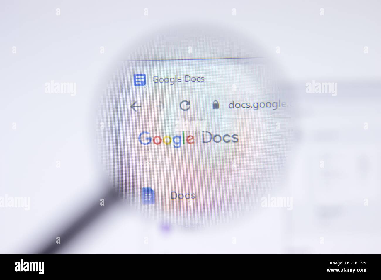Saint Petersburg, Russia - 28 January 2021: Google Docs website page with logo close-up, Illustrative Editorial Stock Photo