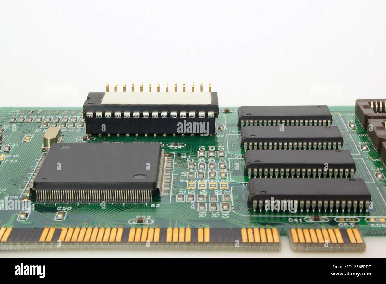 Part of graphic card for personal computer. Close-up. Retro technology ...
