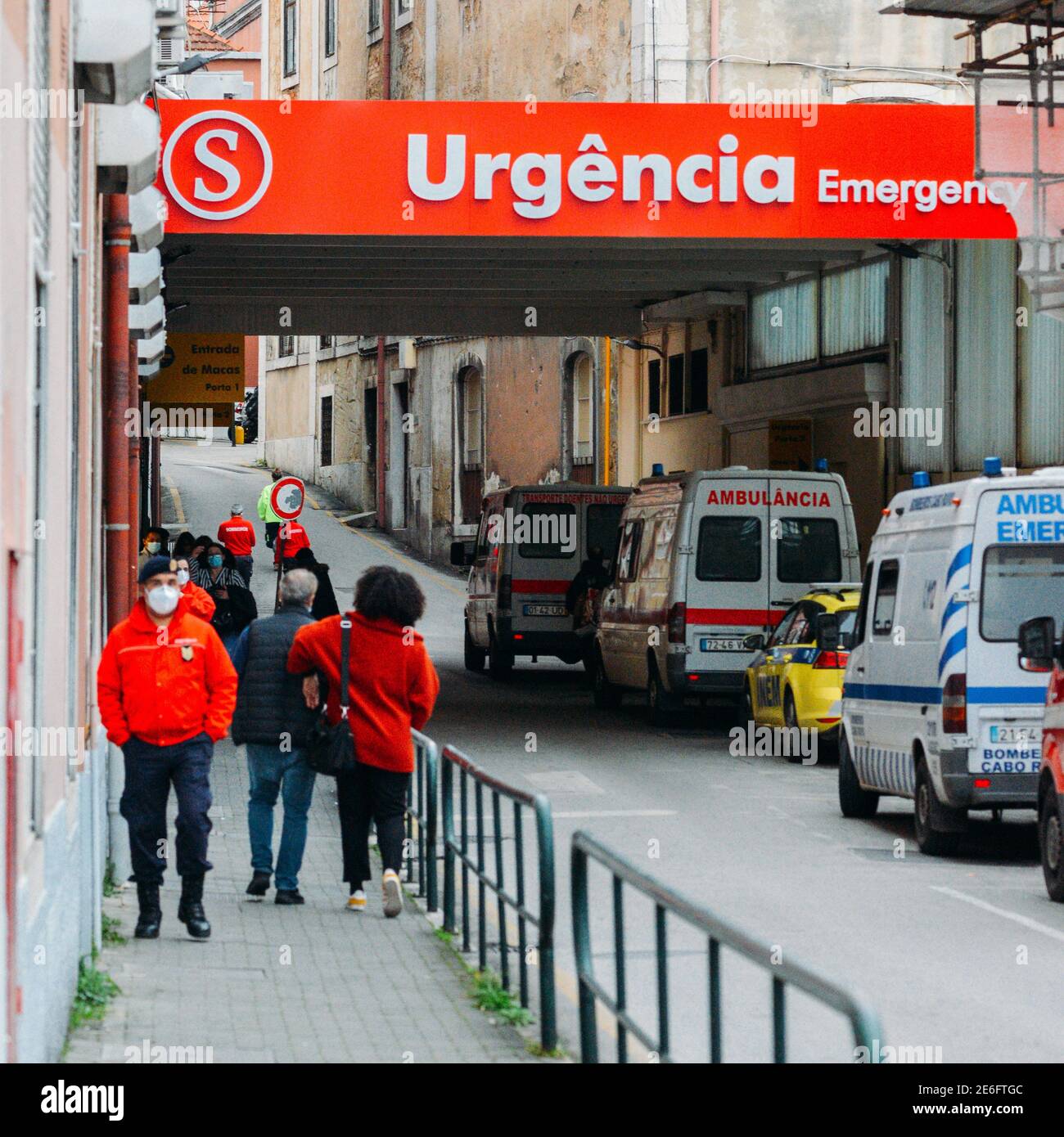 Lisbon, Portugal January 28, 2021 Patients, medical staff and