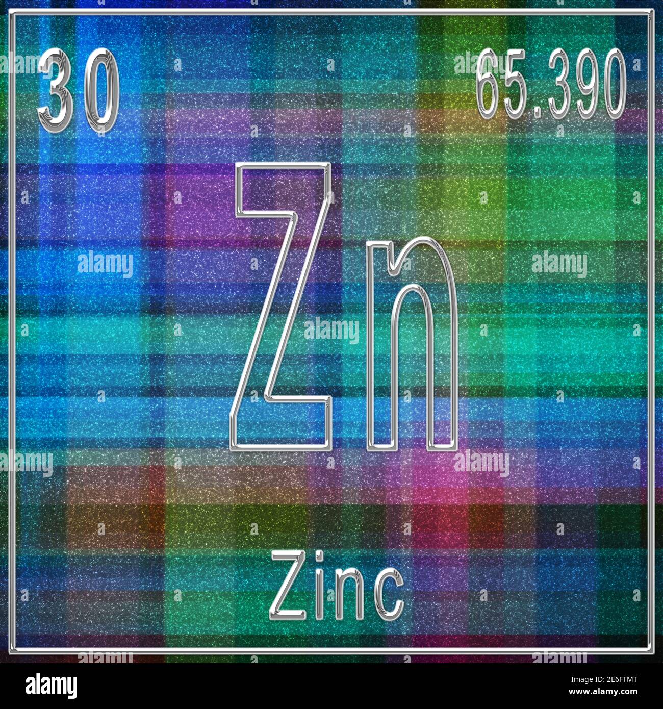 Zinc chemical element, Sign with atomic number and atomic weight