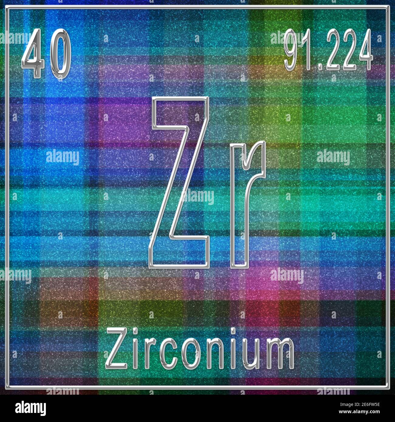 Zirconium chemical element, Sign with atomic number and atomic weight