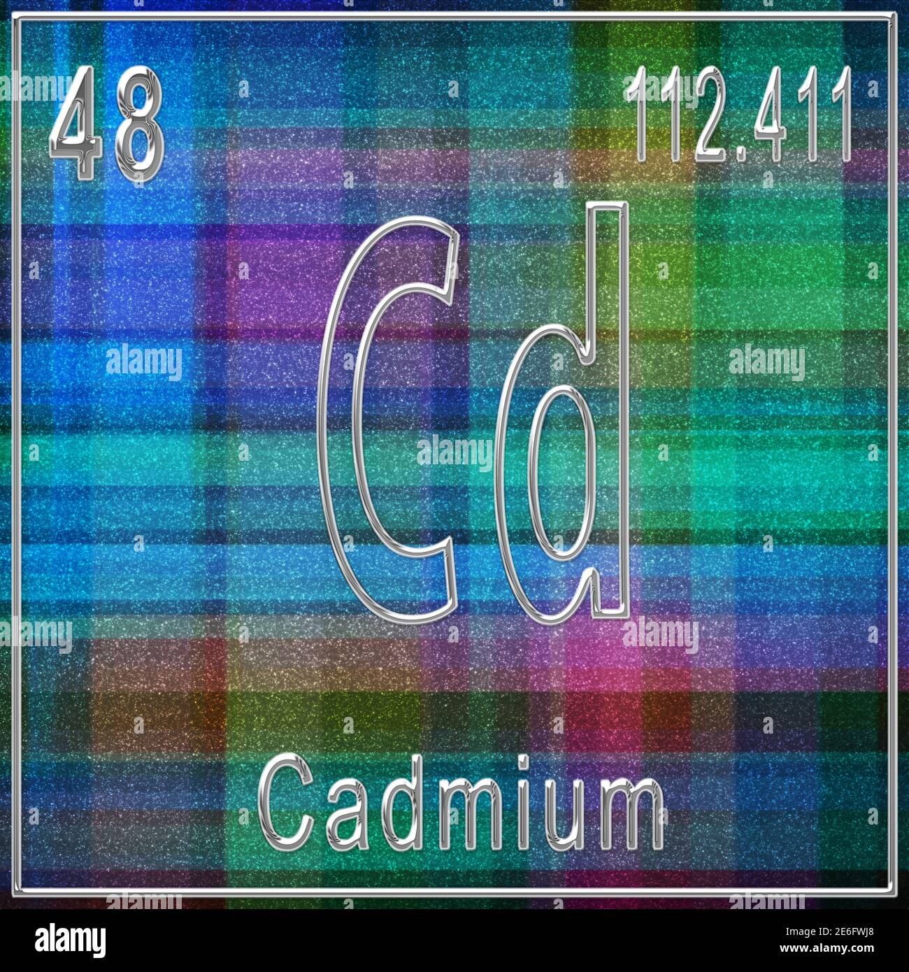 Cadmium chemical element, Sign with atomic number and atomic weight
