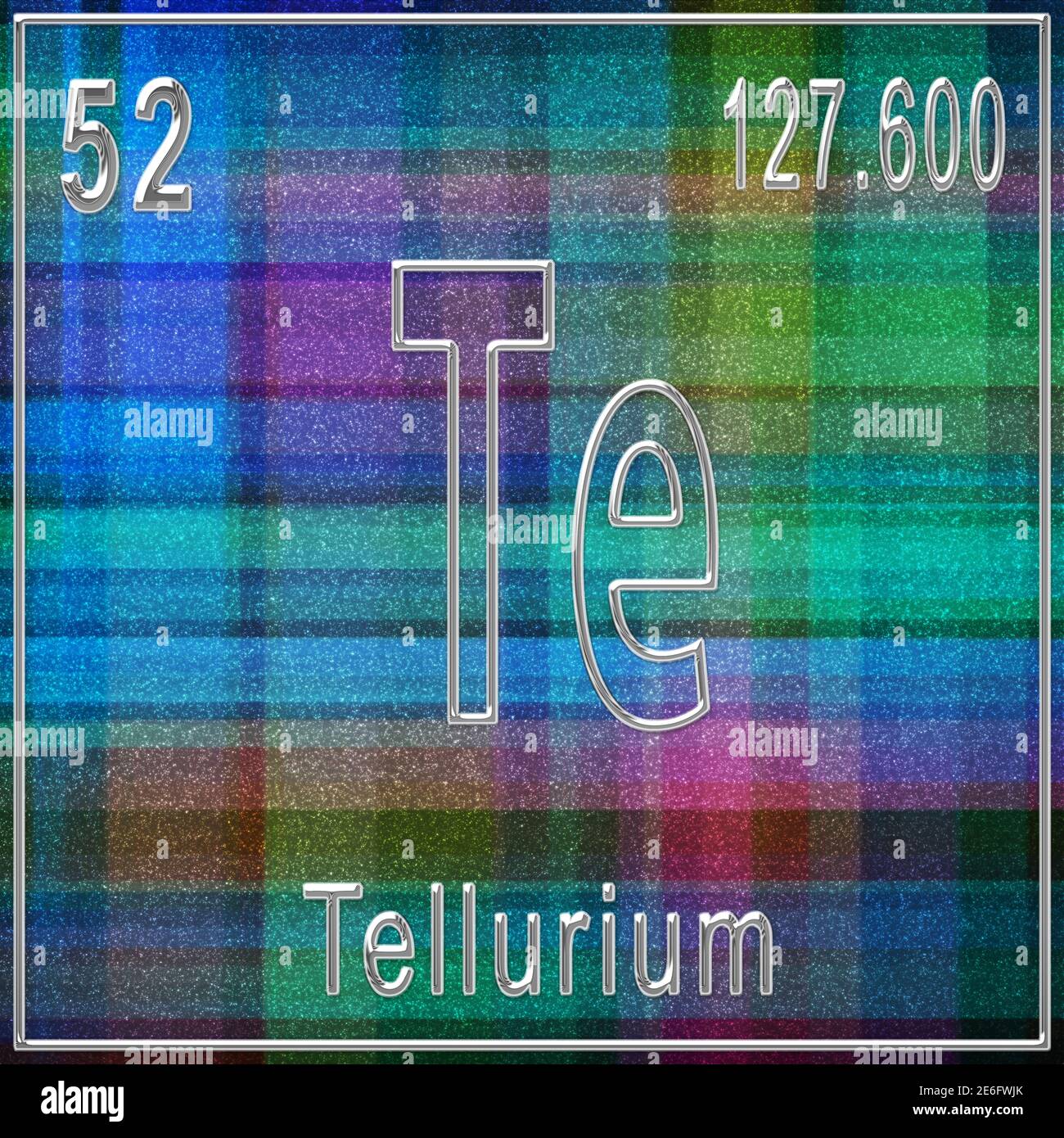 Tellurium chemical element, Sign with atomic number and atomic weight