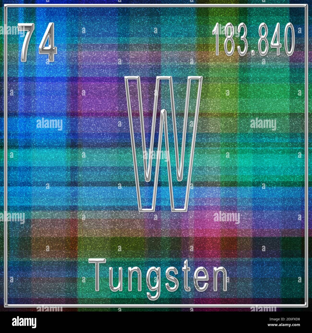 Tungsten chemical element, Sign with atomic number and atomic weight