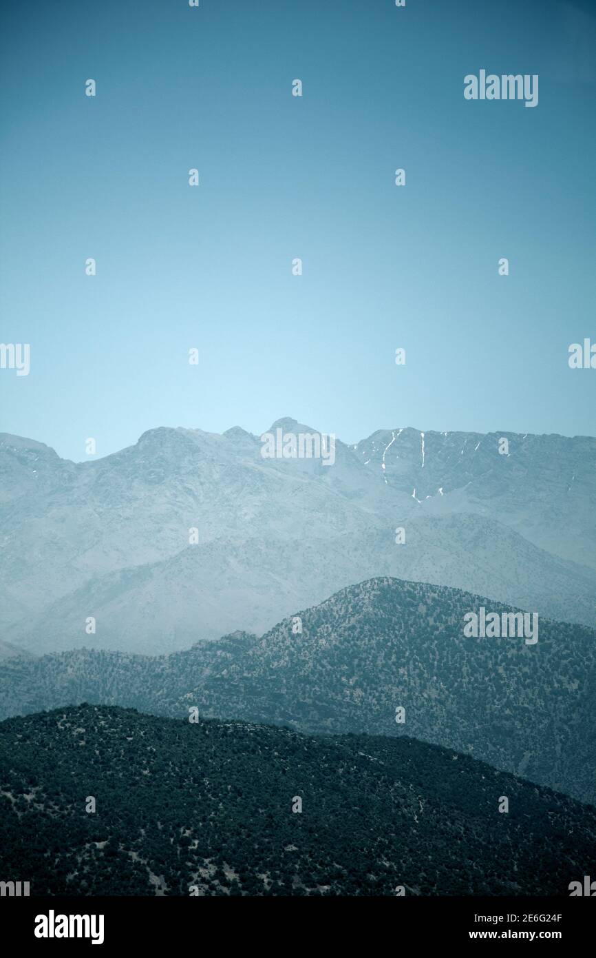 Atlas Mountains in Blue Shades Stock Photo