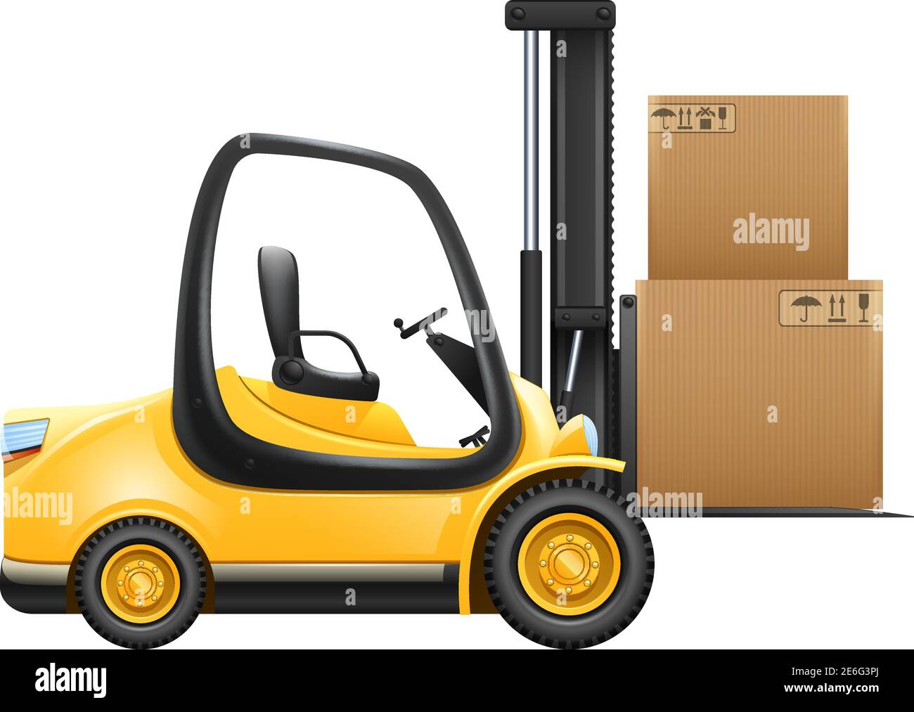 Lift truck with box isolated on white background vector illustration ...