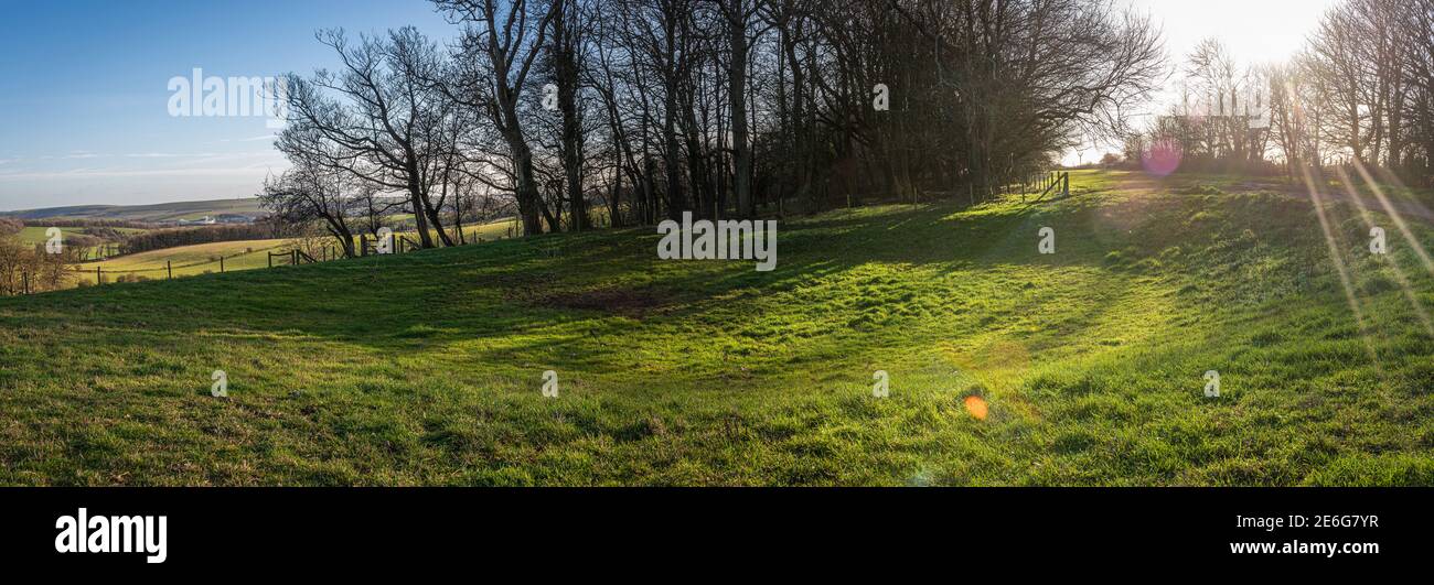 An old dried up dew pond in Stanmer Park, Brighton, East Sussex, UK Stock Photo