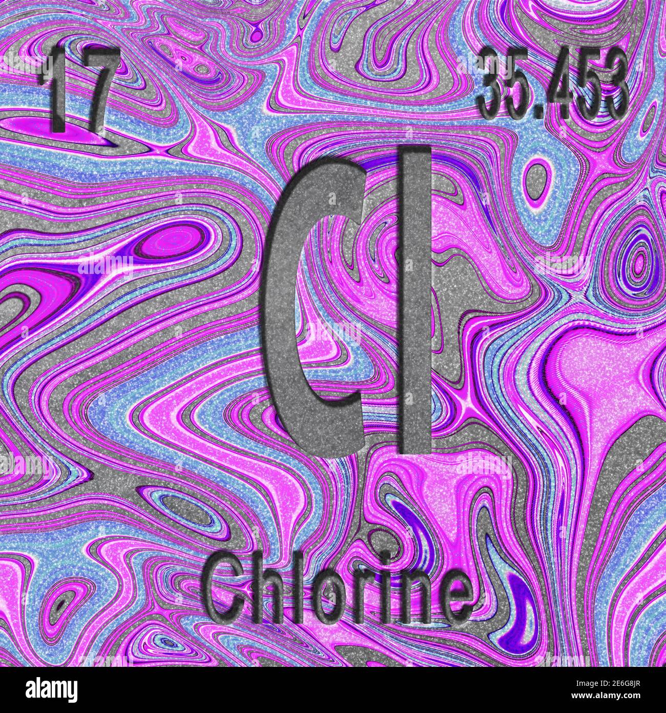 Chlorine chemical element, Sign with atomic number and atomic weight