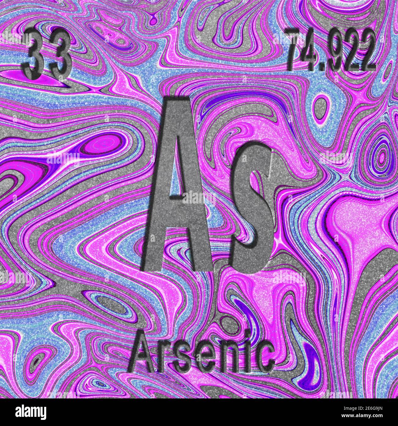 Arsenic chemical element, Sign with atomic number and atomic weight