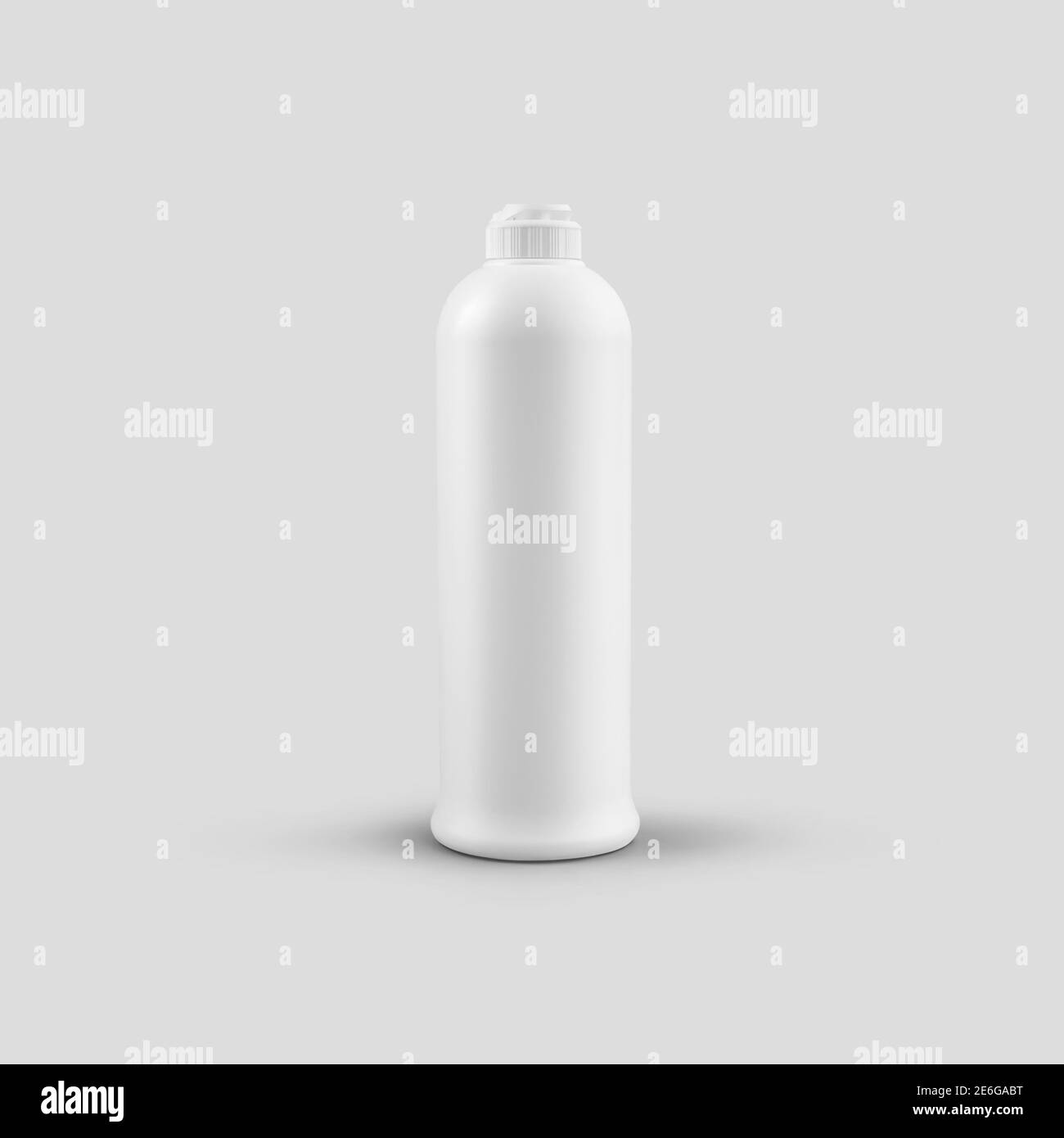 Mockup matte plastic bottle with flip top cap, packaging for gel, shampoo, lotion, isolated on background. White container template for cosmetics, for Stock Photo
