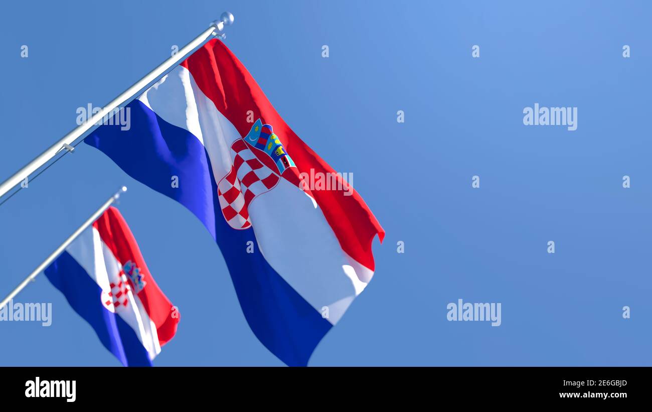 3D rendering of the national flag of Croatia waving in the wind Stock ...
