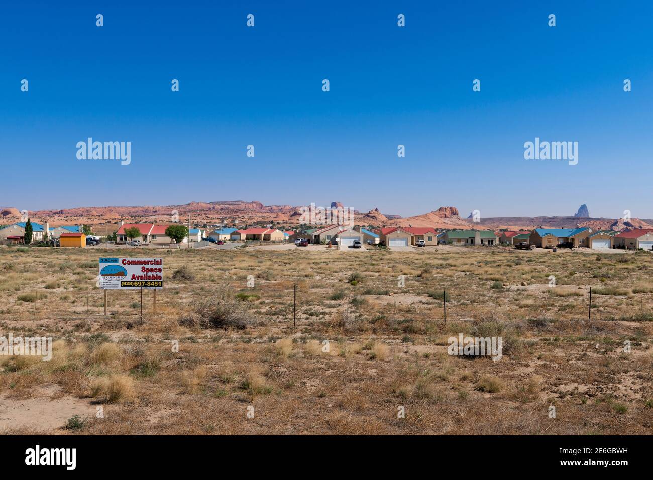 Kayenta, Arizona - July 17, 204: View of a residential neighbourhood in the township of Kayenta, in the Navajo County, State of Arizona, USA. Stock Photo