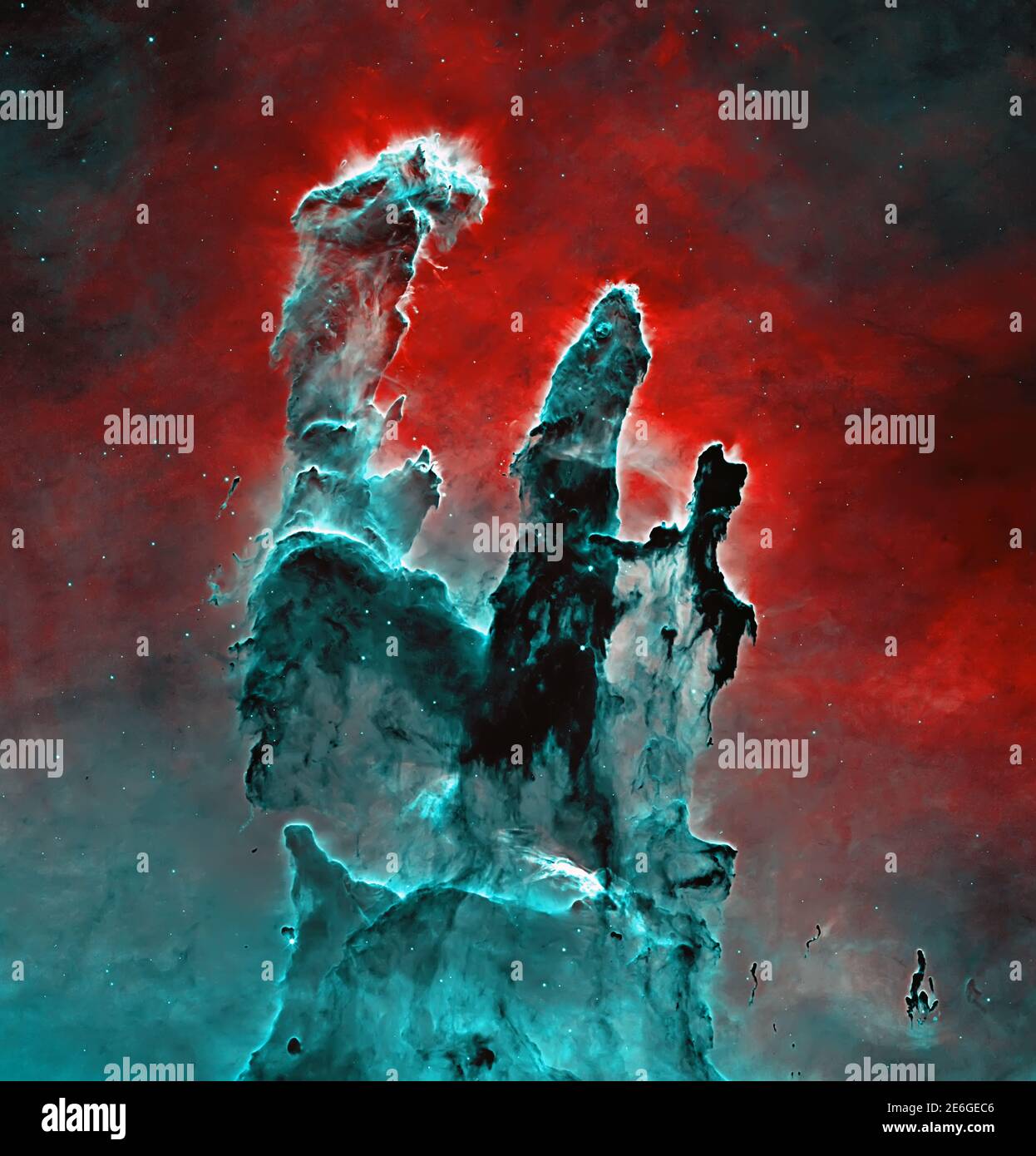 Pillars of Creation, Supernova Core pulsar neutron star. Elements of this image furnished by NASA. Stock Photo