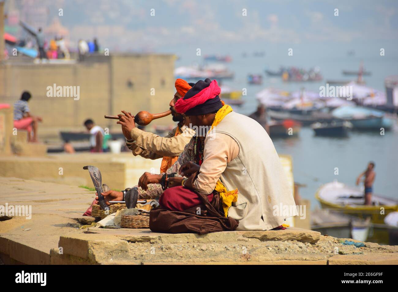 Snake Charmer, Ghats, Varanasi, India Stock Photo Alamy