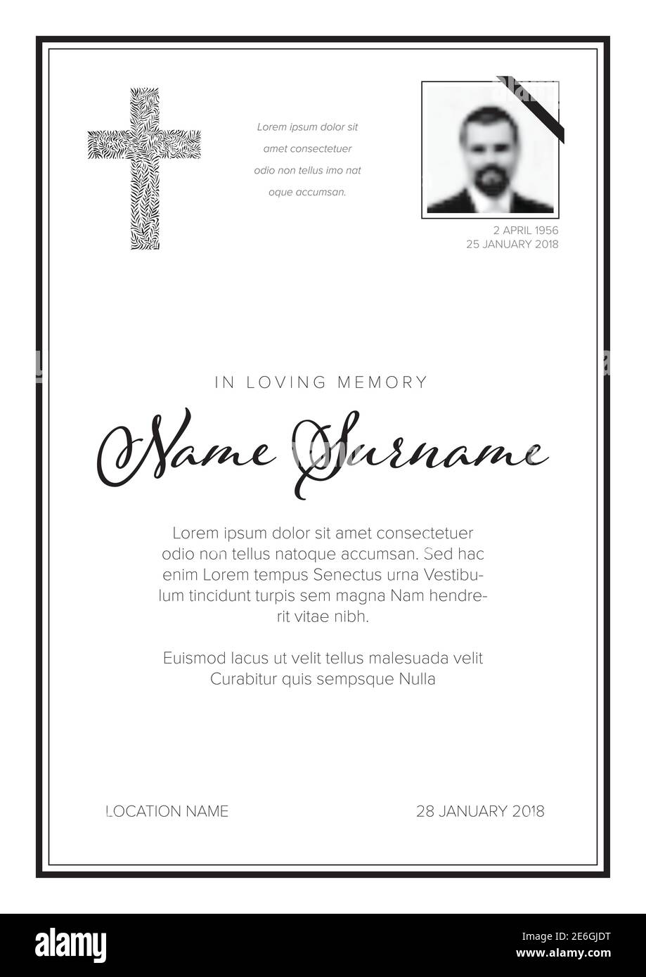 Obituary notice template Cut Out Stock Images & Pictures Alamy