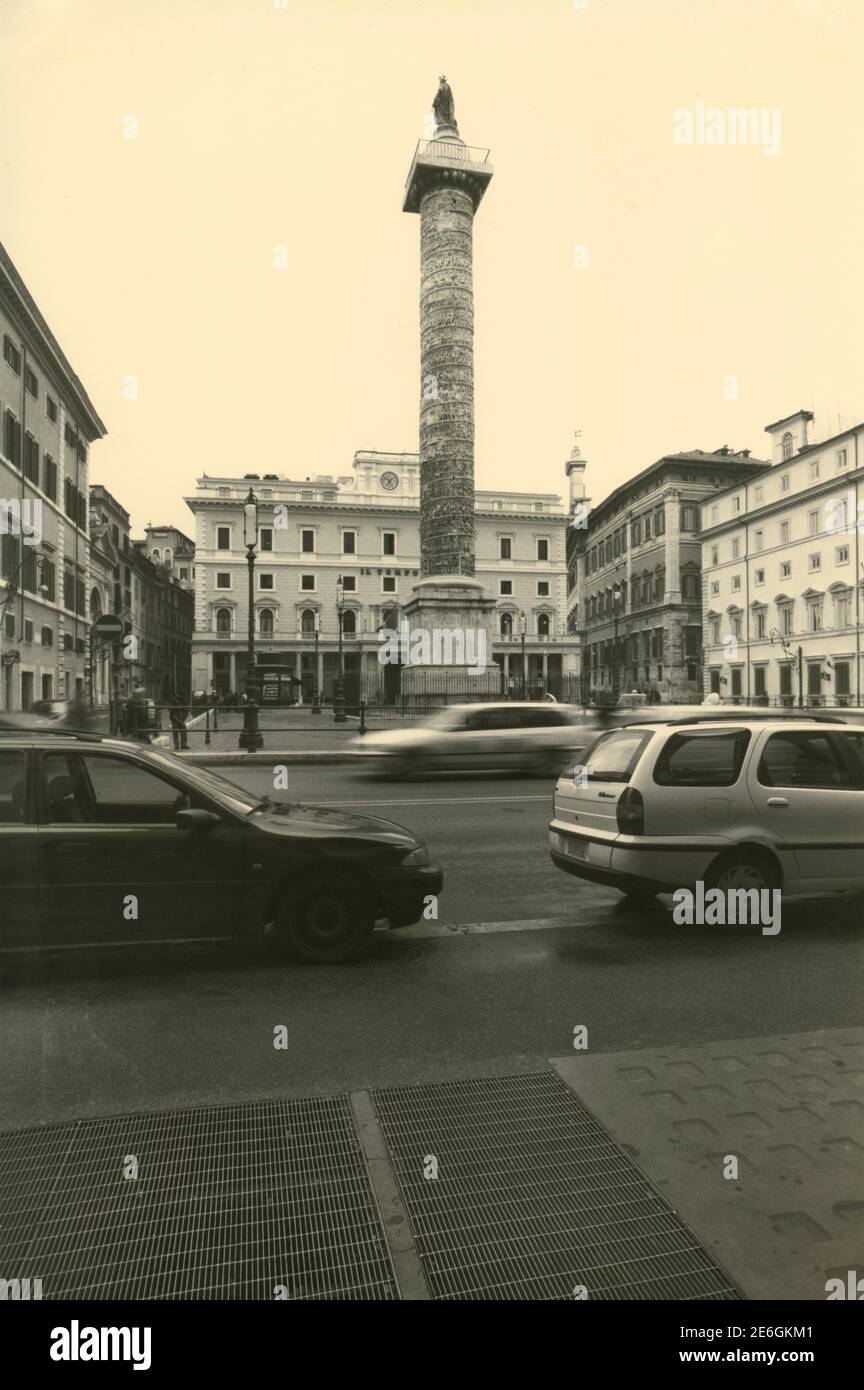 Column of Marcus Aurelius in Piazza Colonna, Rome, Italy 1990s Stock ...