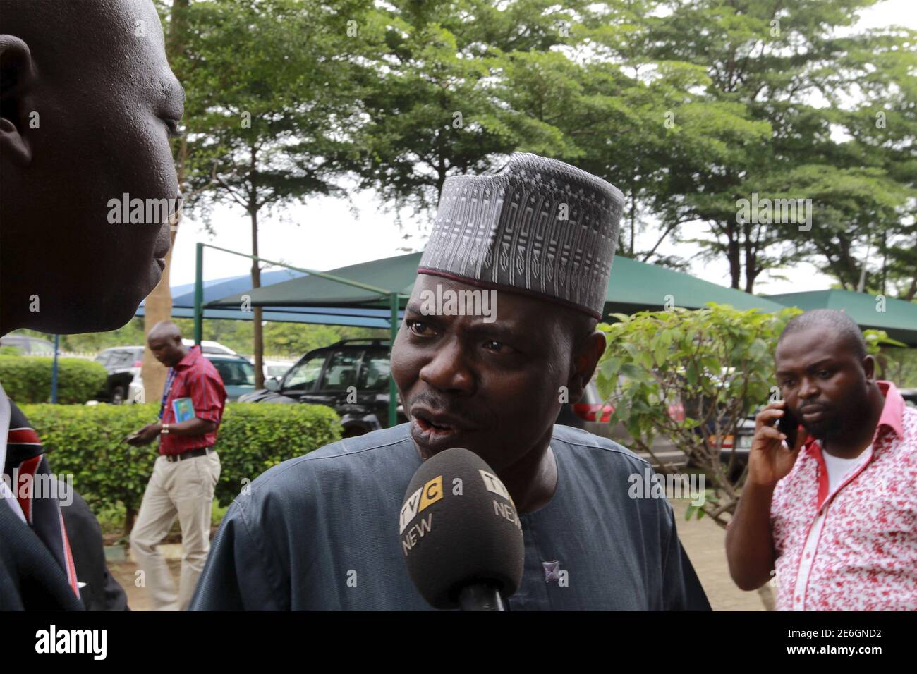Ali Ahmad C Speaker Of The Kwara State House Of Assembly Answers A Journalist S Questions At Nigeria S Code Of Conduct Tribunal Where Senate President Bukola Saraki Is Expected To Turn Up In