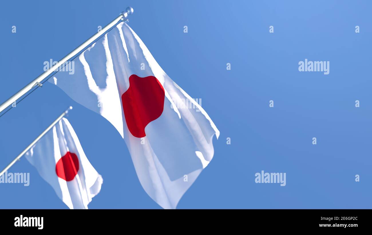 3D rendering of the national flag of Japan waving in the wind Stock ...