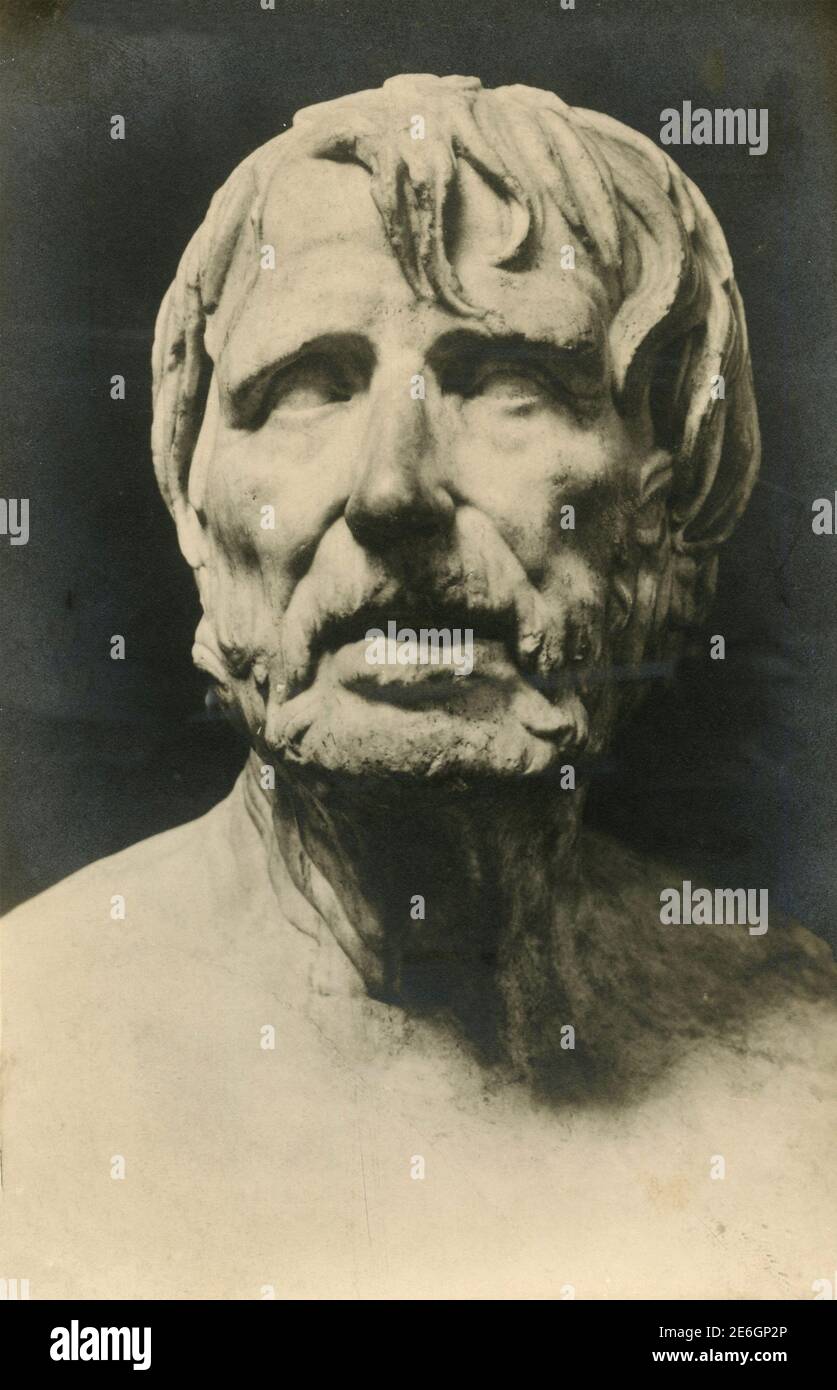 Roman philosopher and politician Lucius Annaeus Seneca, marble statue Stock Photo