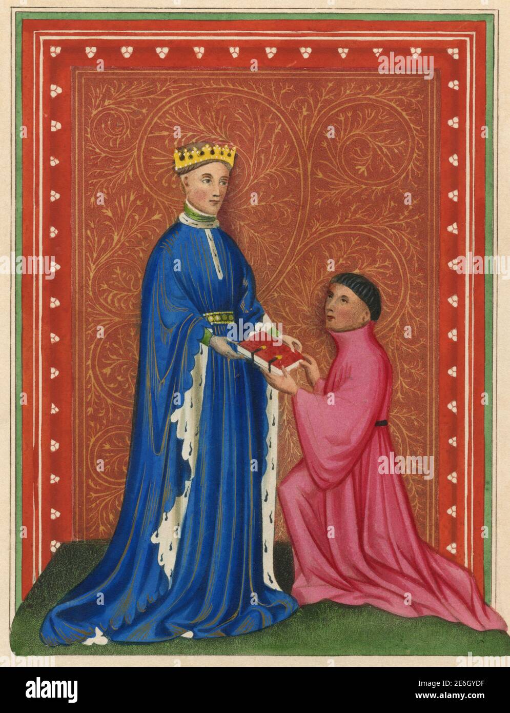 Occleve presenting his book to Henry V, print by British artist Henry ...