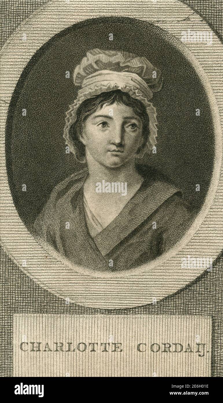 Portrait of French revoulutionary Charlotte Corday, print Stock Photo