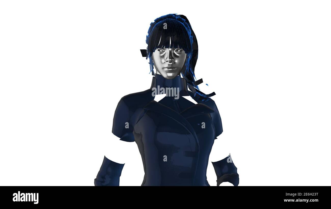 Illustration of Artificial intelligence AI face, future technology machine learning Stock Photo