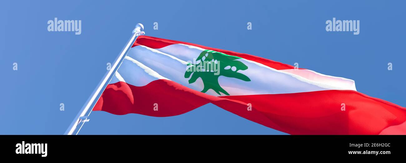 3D rendering of the national flag of Lebanon waving in the wind Stock ...