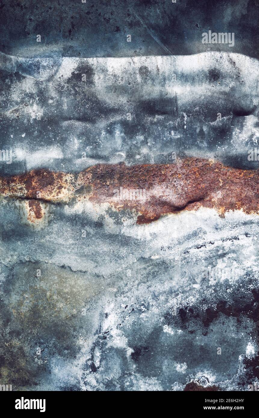 Rusty metal sheet wall surface, grunge background or texture. Stock Photo