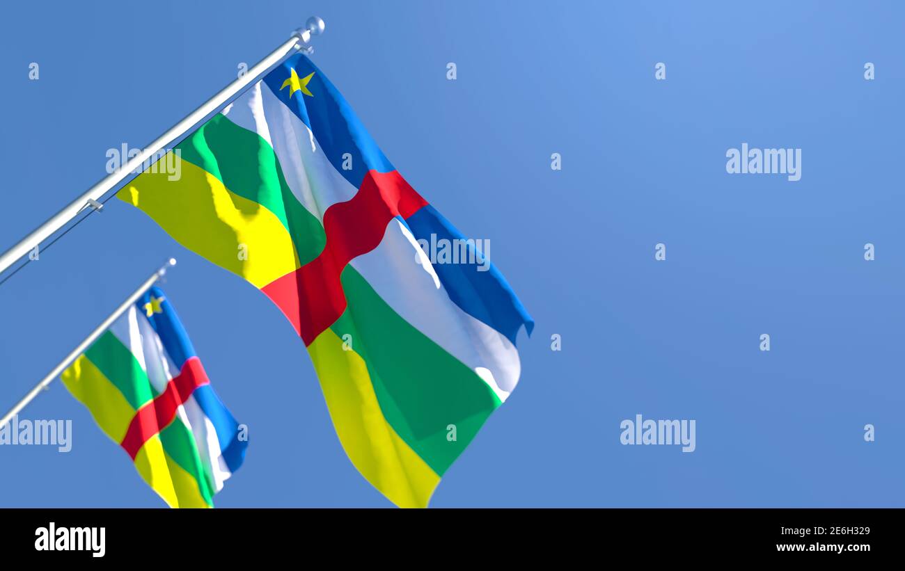 3D rendering of the national flag of Central African Republic waving in ...