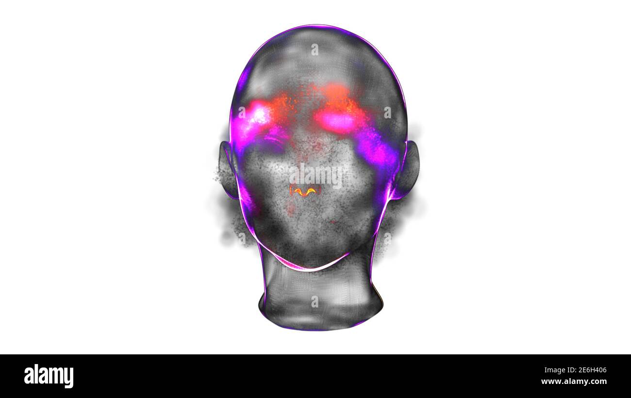 Illustration of artificial intelligence AI face, future technology machine learning Stock Photo