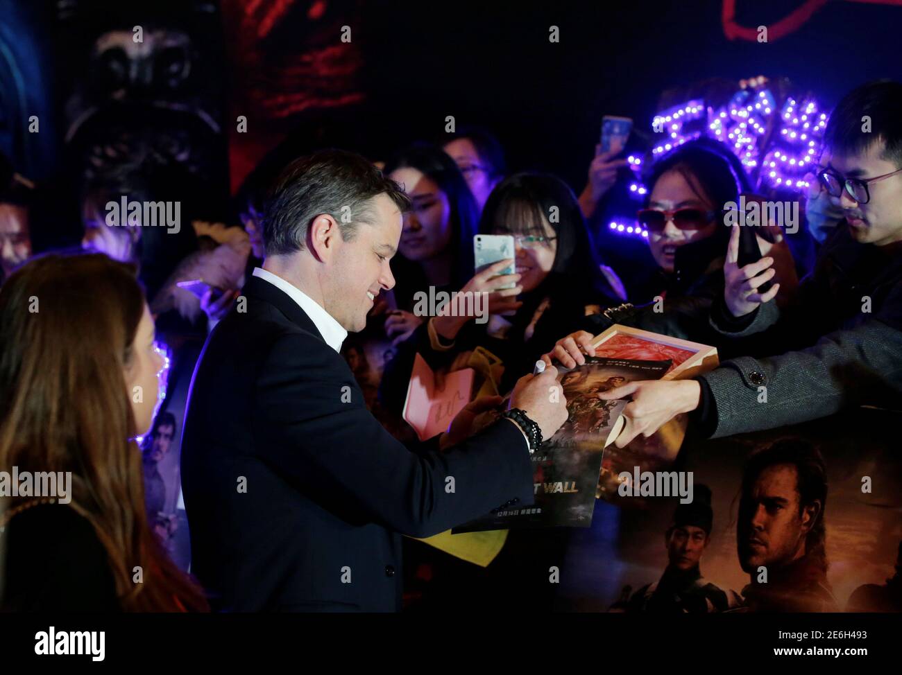 Actor Matt Damon attends a red carpet event promoting Chinese director Zhang Yimou's latest film 'Great Wall' in Beijing, China December 6, 2016. REUTERS/Jason Lee Stock Photo