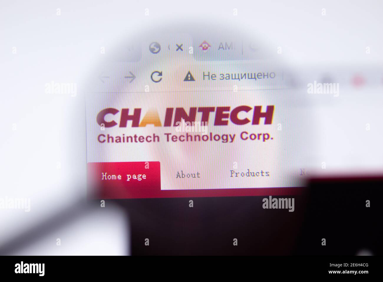 Saint Petersburg, Russia - 28 January 2021: Chaintech Technology Corp website page with logo close-up, Illustrative Editorial Stock Photo