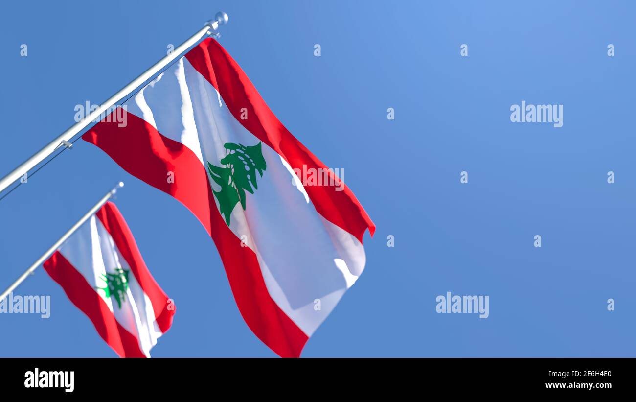 3D rendering of the national flag of Lebanon waving in the wind Stock ...