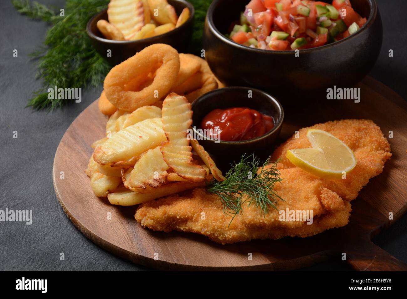 Deep fried chicken schnitzel hires stock photography and images Alamy