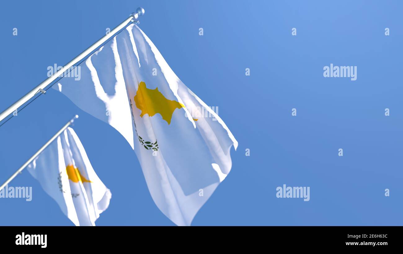 3D rendering of the national flag of Cyprus waving in the wind Stock ...