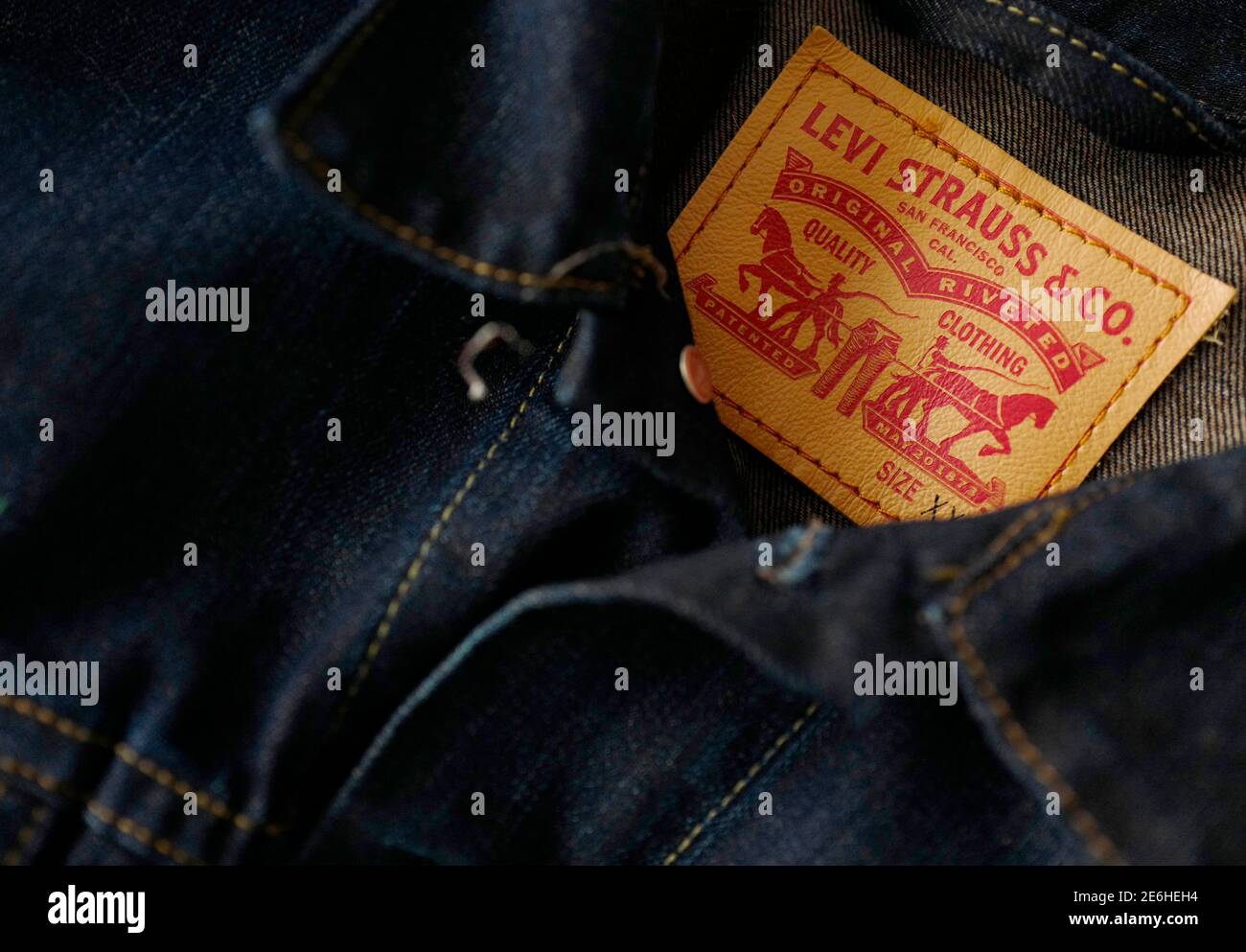 The label of a Levi's denim jacket of U.S. company Levi Strauss is  photographed at a denim store in Frankfurt, Germany, March 20, 2016.  REUTERS/Kai Pfaffenbach Stock Photo - Alamy