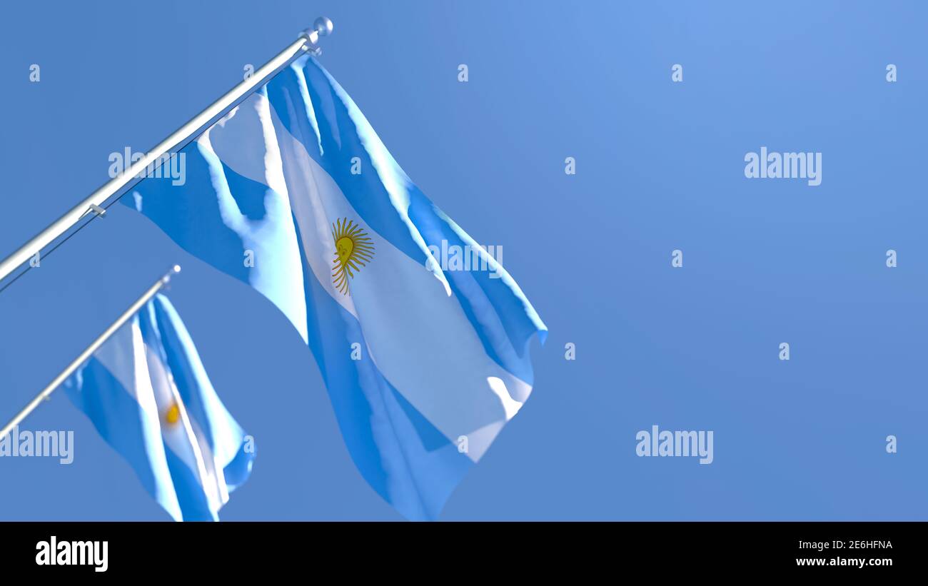 3D rendering of the national flag of Argentina waving in the wind Stock ...