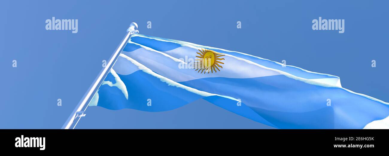 3D rendering of the national flag of Argentina waving in the wind Stock ...