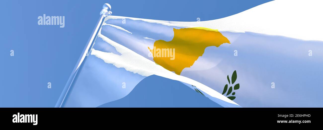 3D rendering of the national flag of Cyprus waving in the wind Stock ...