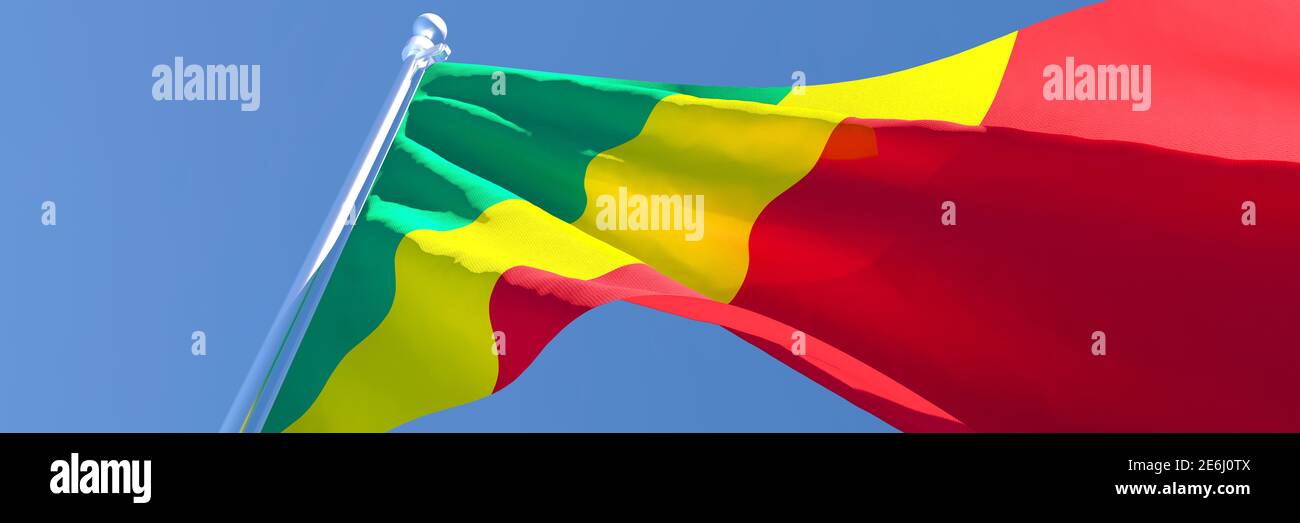 3D rendering of the national flag of Congo waving in the wind Stock ...