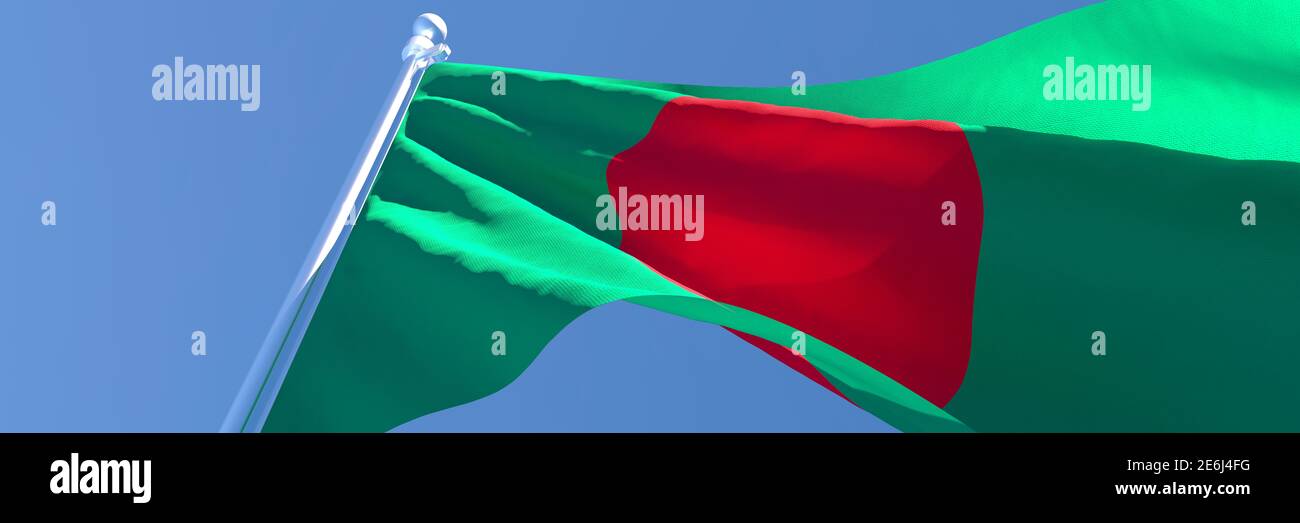 3D rendering of the national flag of Bangladesh waving in the wind ...