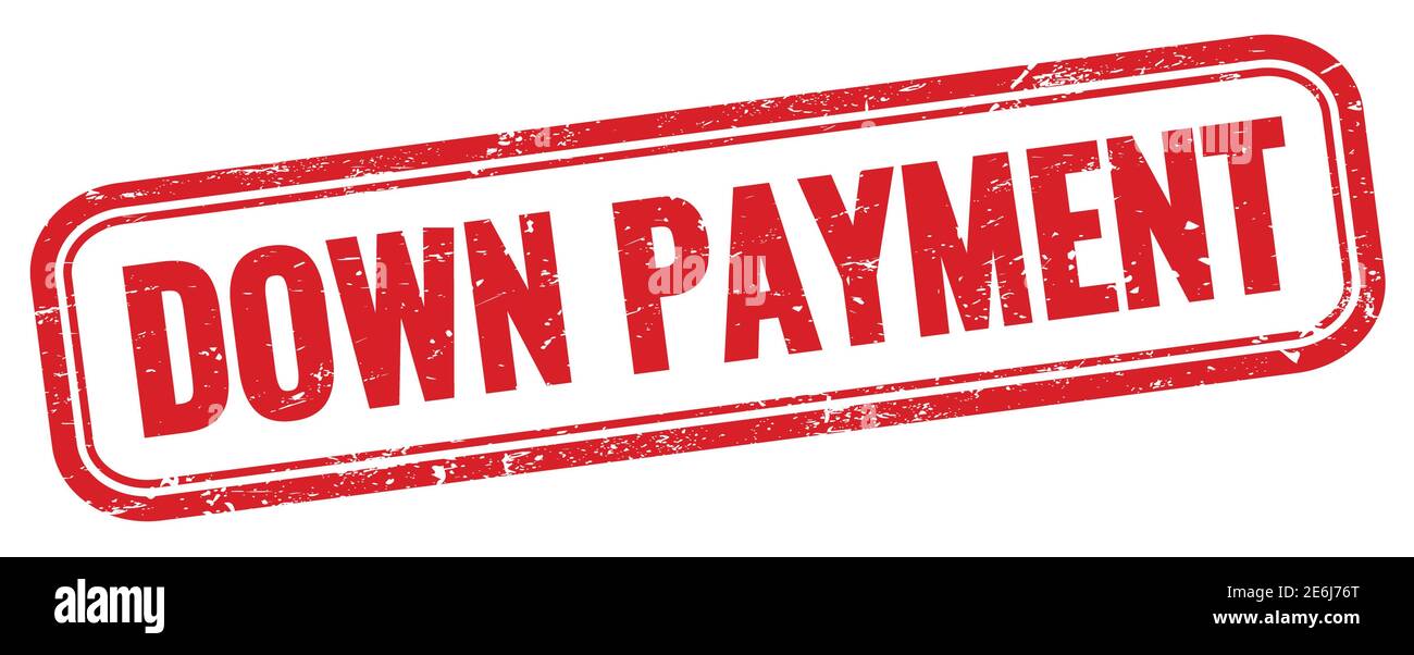 DOWN PAYMENT text on red grungy rectangle stamp. Stock Photo