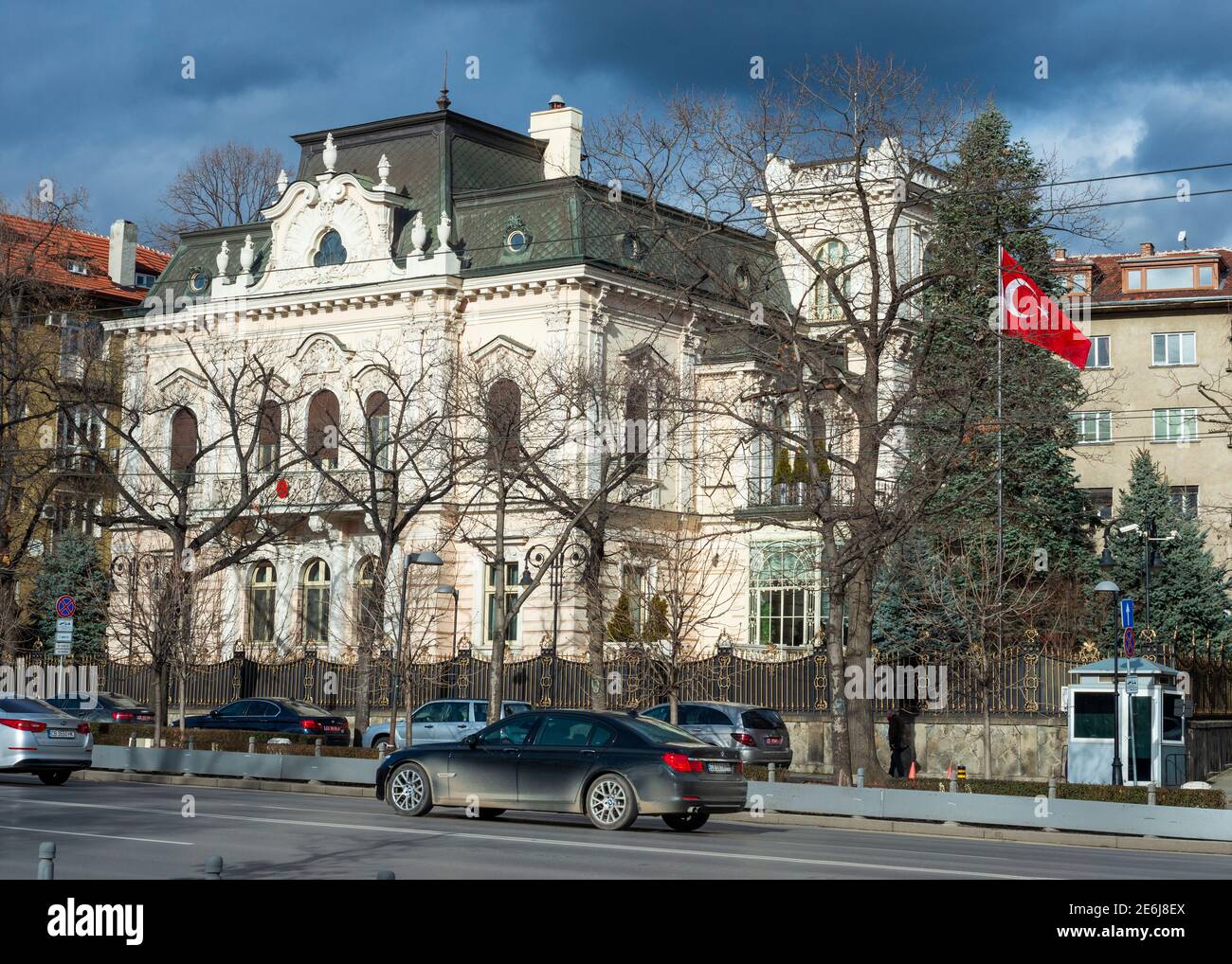 The Turkish Ambassador's residence in Sarmadzhiev House located on Tsar Osvoboditel Boulevard in downtown Sofia Bulgaria Eastern Europe EU Stock Photo