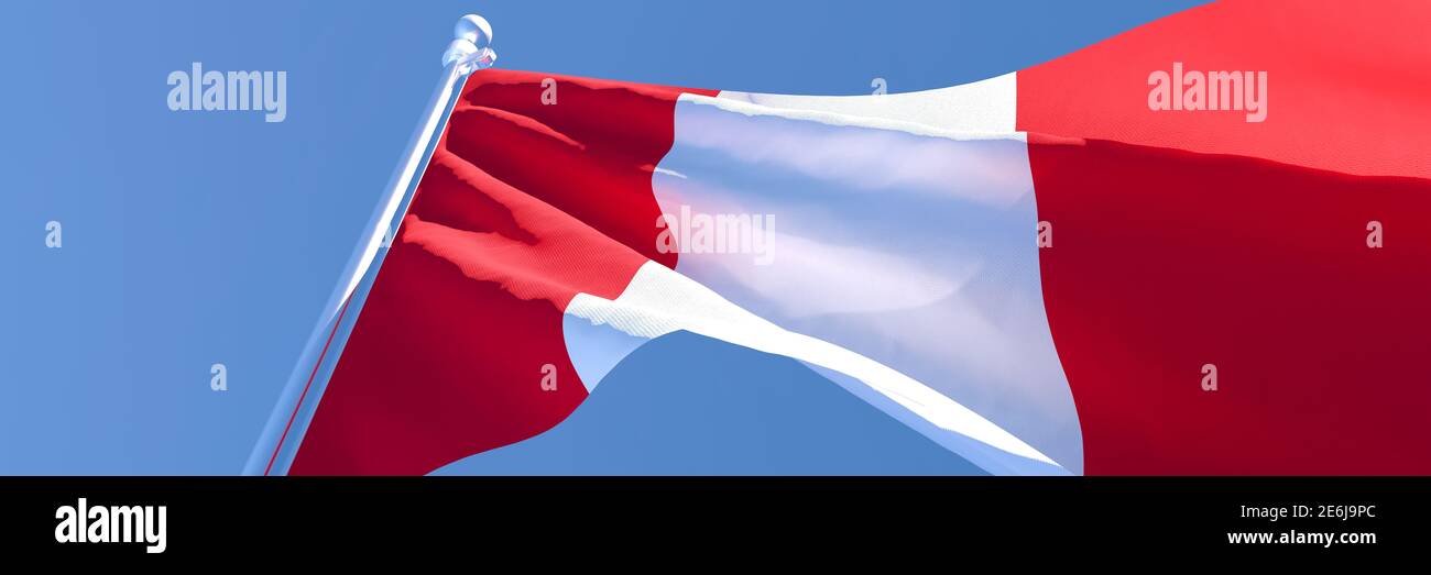 3D rendering of the national flag of Peru waving in the wind Stock ...