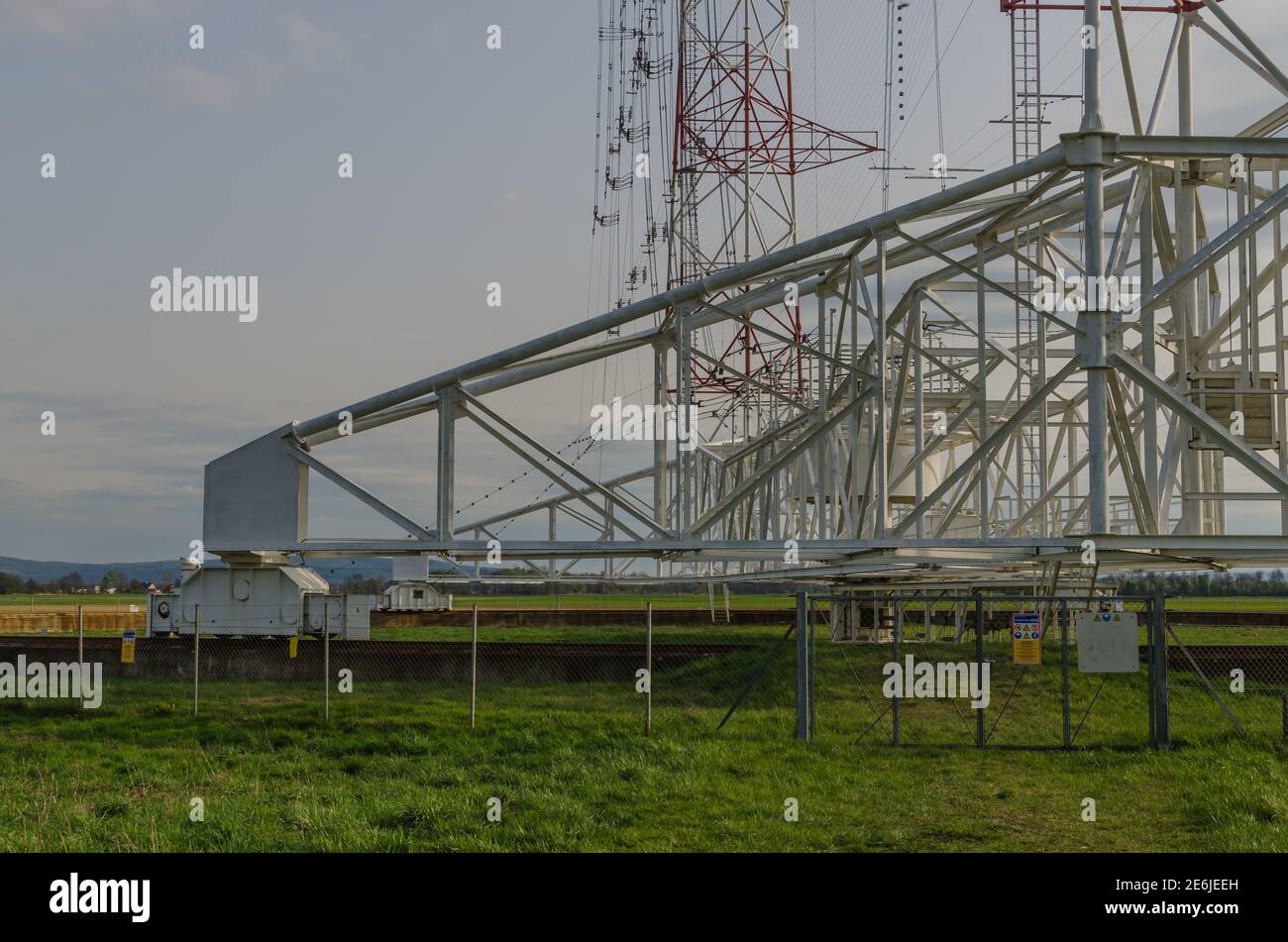large transmitting system with wheels alignment on rails Stock Photo ...