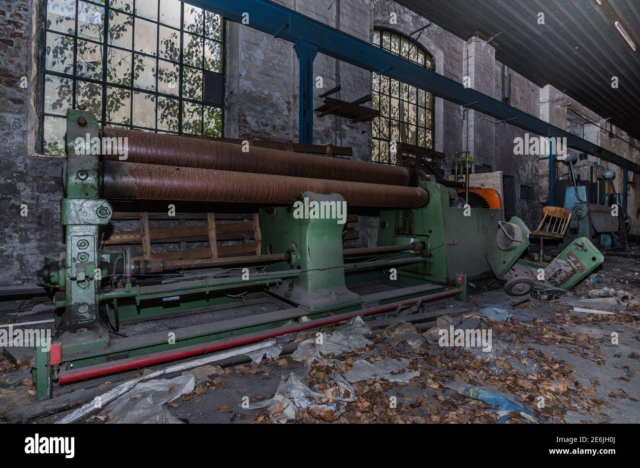 old machine in abandoned factory Stock Photo