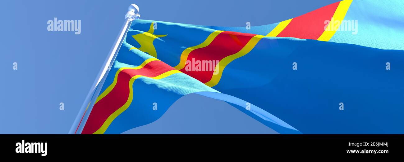 3D rendering of the national flag of Congo waving in the wind Stock ...