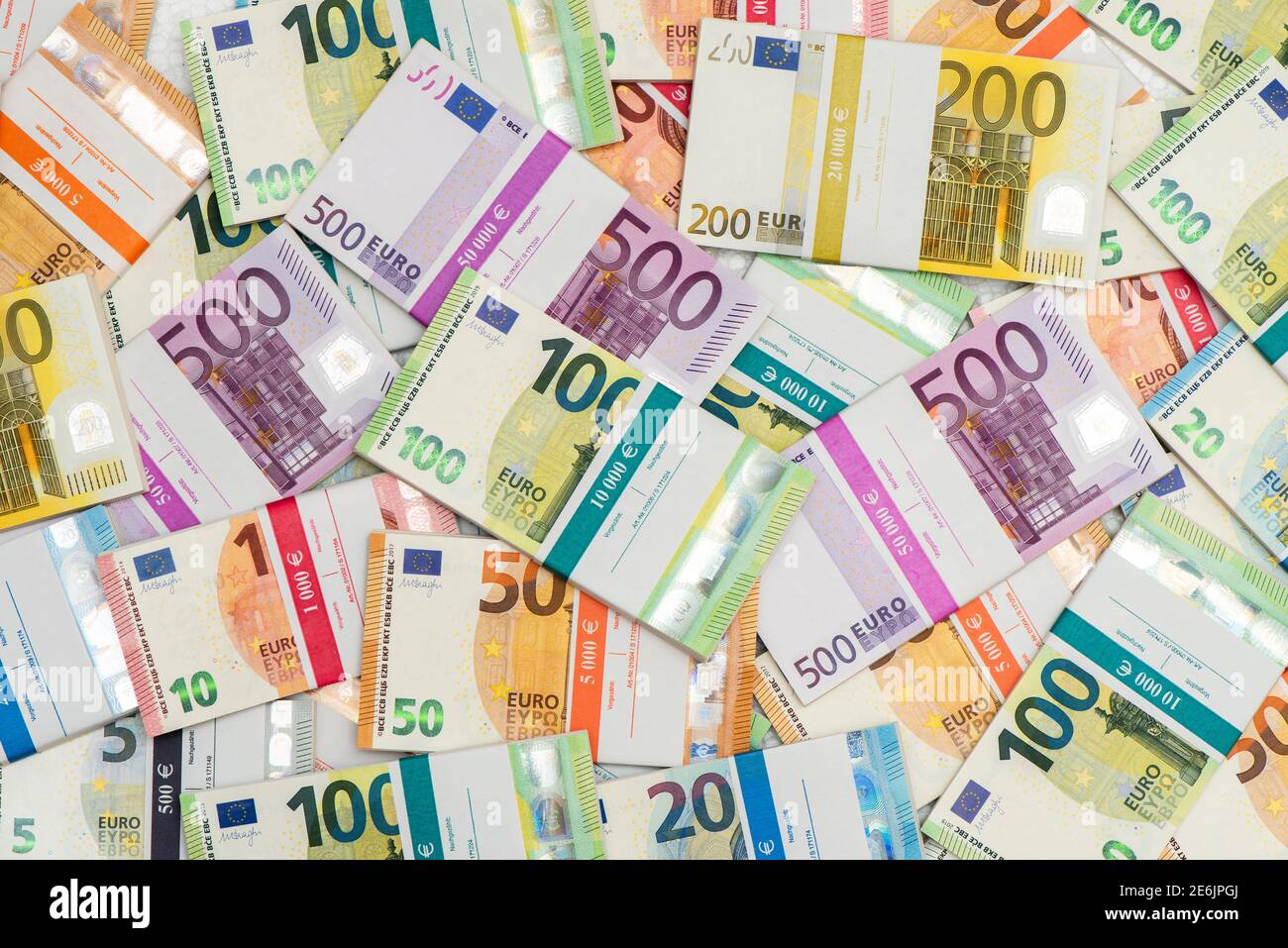Viele Euro Geldbündel Stock Photo
