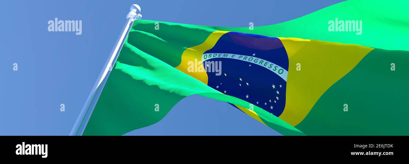3D rendering of the national flag of Brazil waving in the wind Stock ...