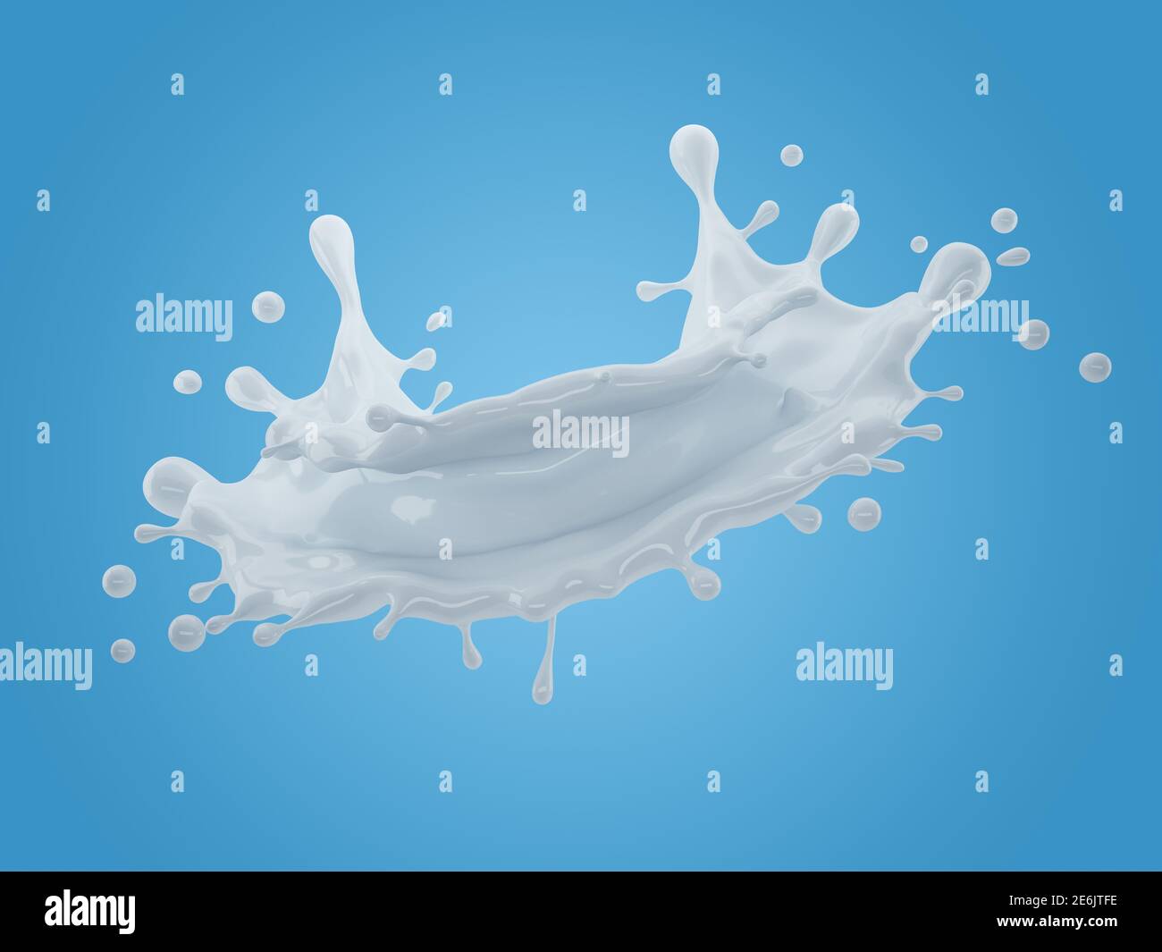 3d illustration of milk splash on gradient blue background with ...